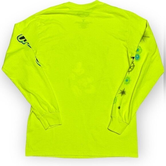 Disney Mickey Mouse Neon Green Airbrush Long Sleeve Tee Shirt - Mens Small - Picture 4 of 5
